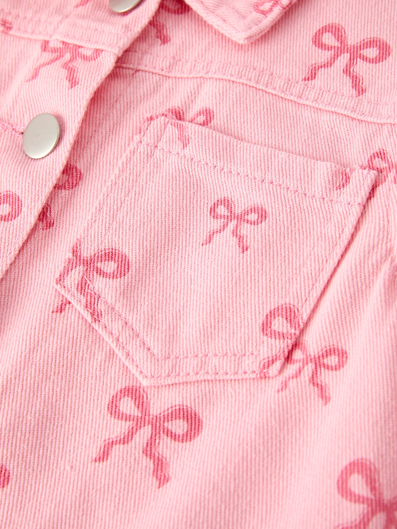 Denim Jacket || Pink Fall Girls Butterfly Print