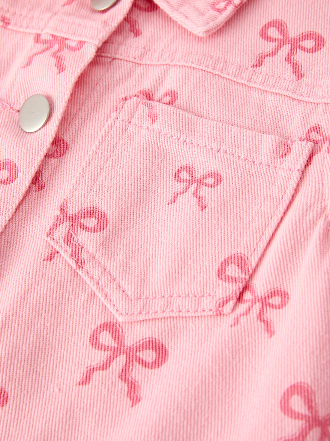 Denim Jacket || Pink Fall Girls Butterfly Print