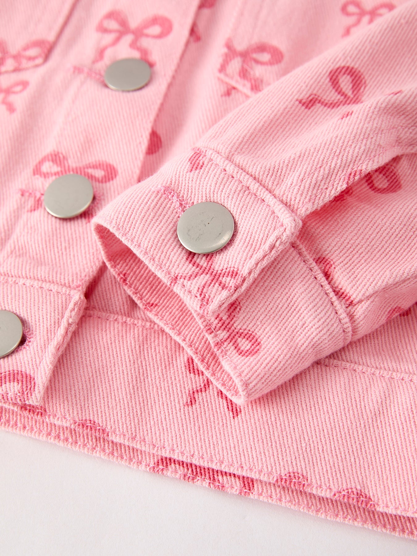 Denim Jacket || Pink Fall Girls Butterfly Print