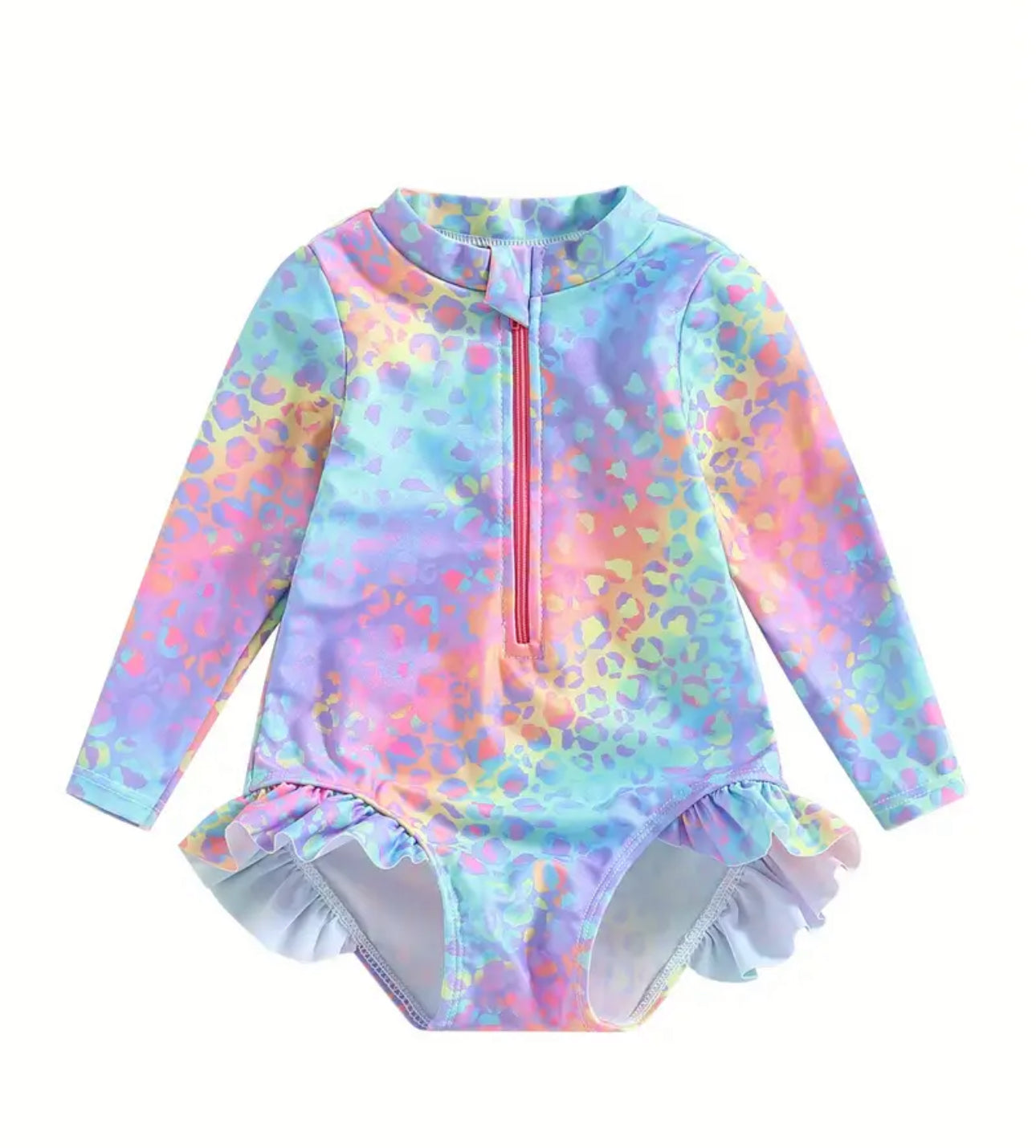 Swimsuit || Rainbow Leopard Ruffle