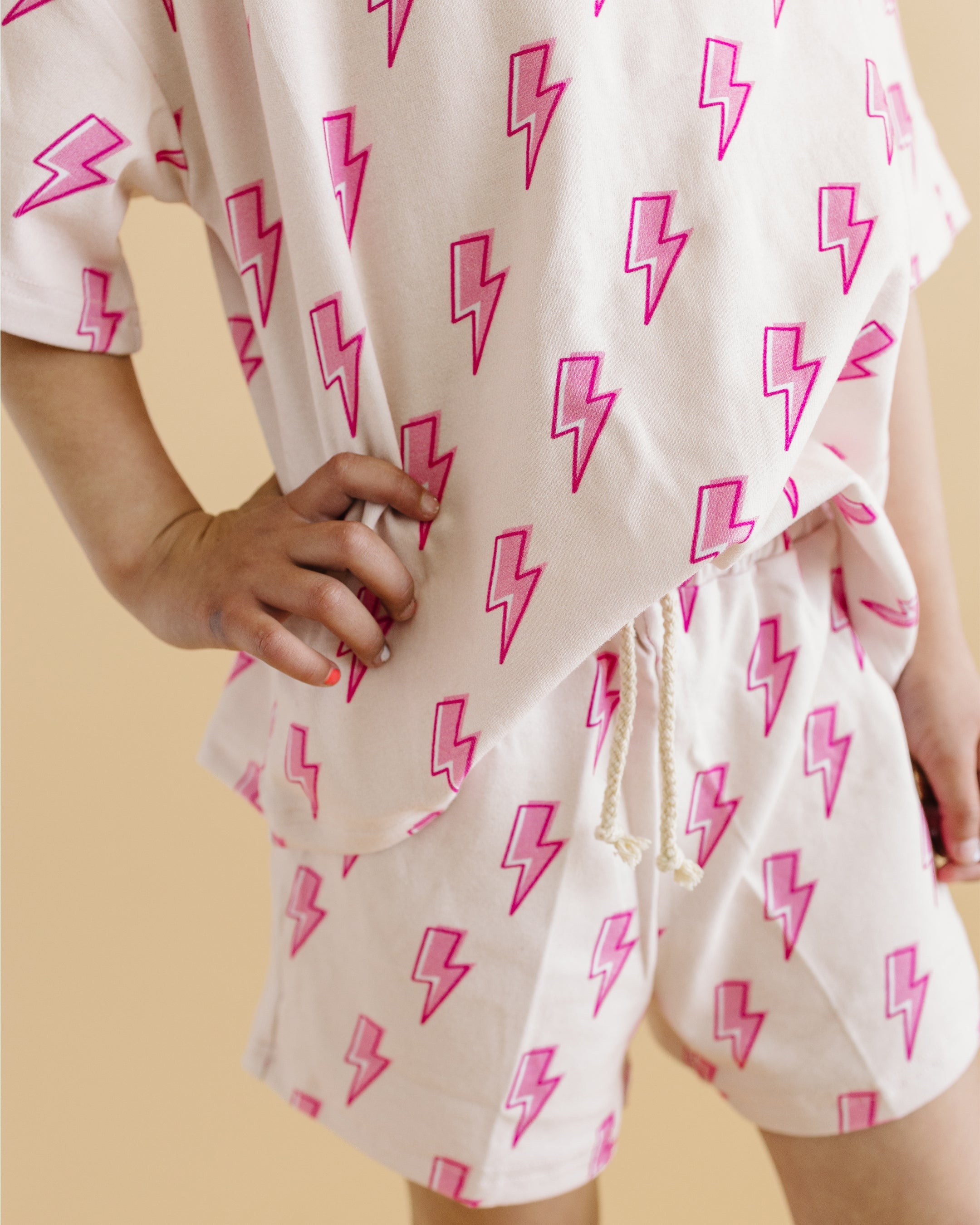 Shorts Set | Pink Bolts LUCKY PANDA KIDS