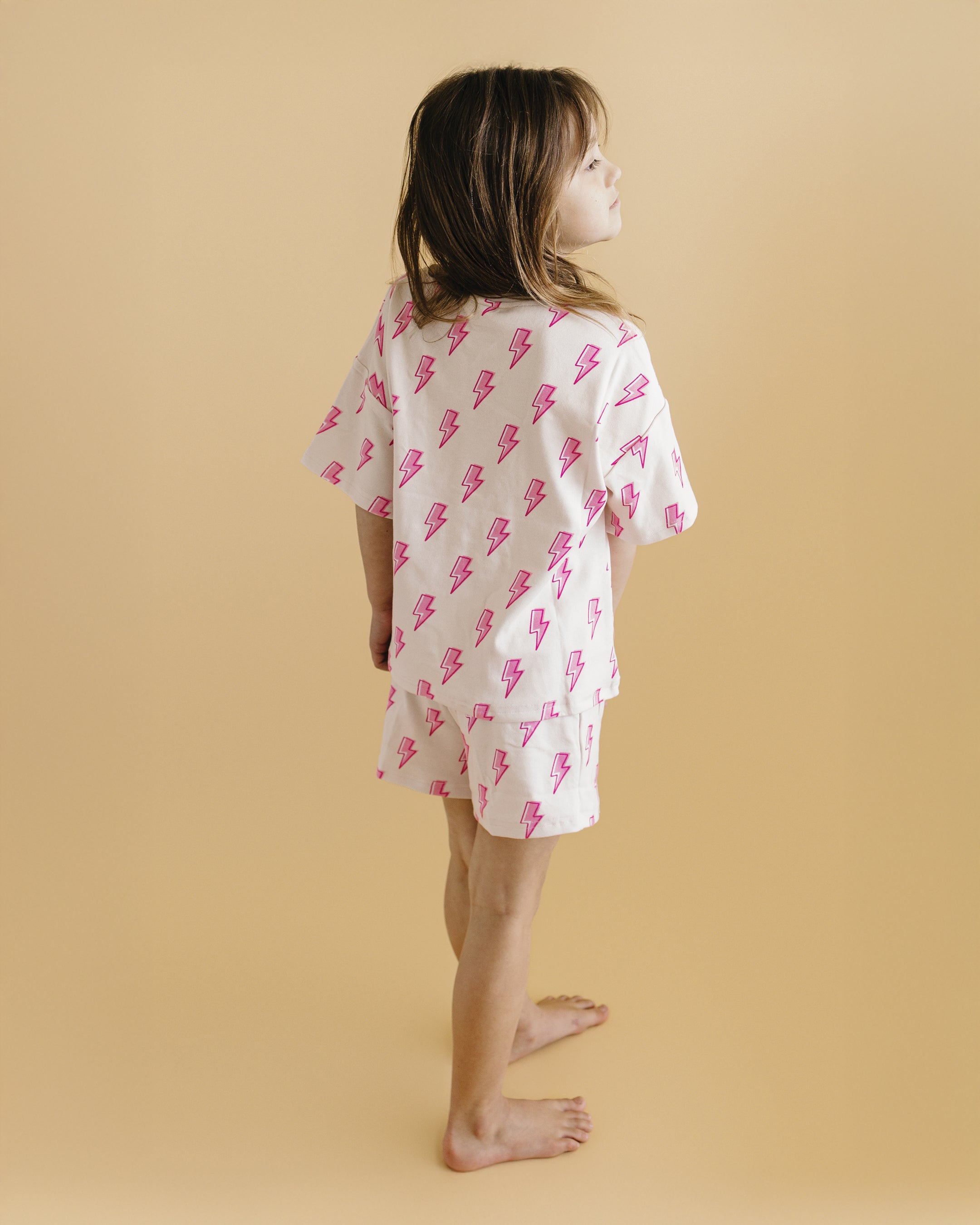 Shorts Set | Pink Bolts LUCKY PANDA KIDS