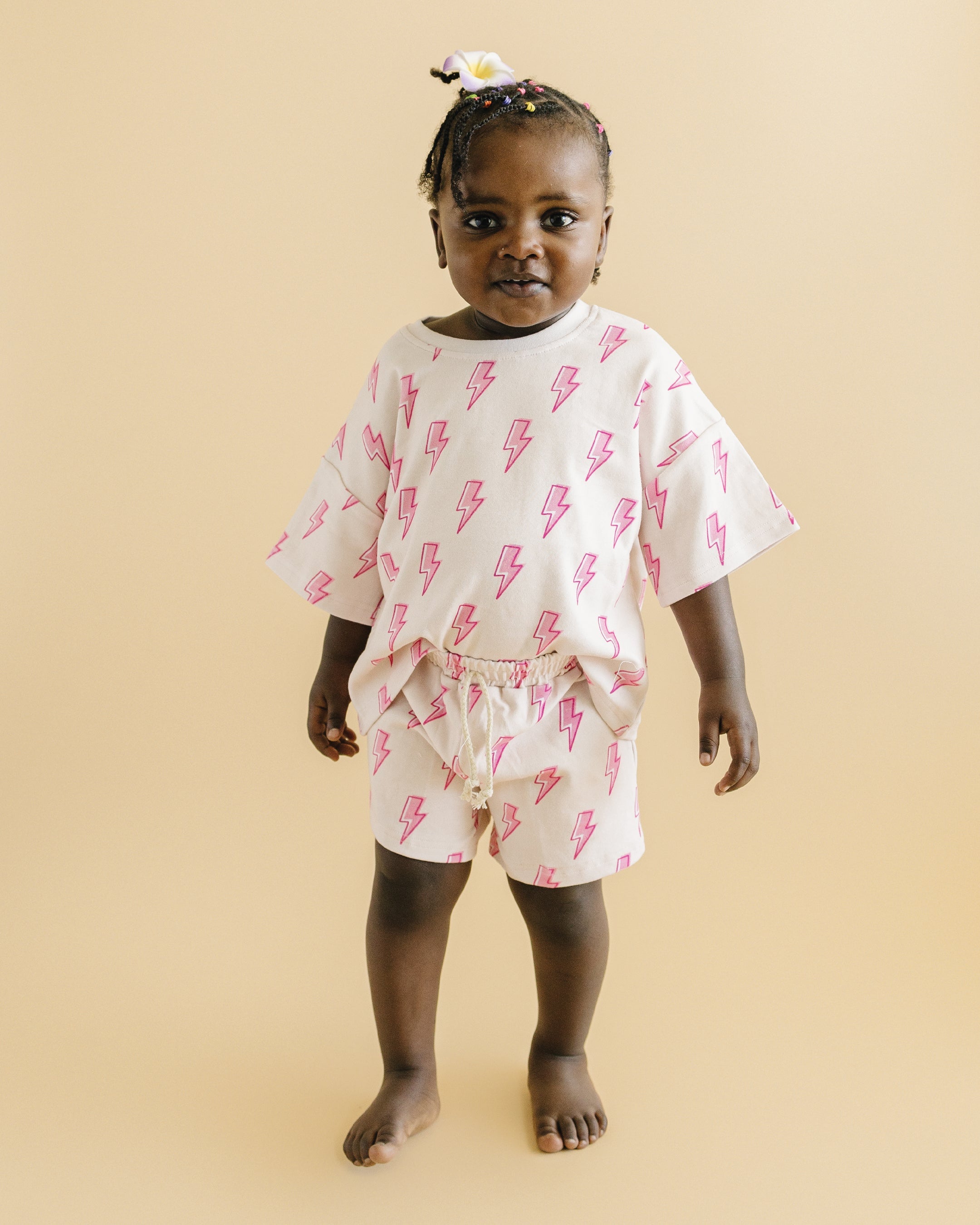 Shorts Set | Pink Bolts LUCKY PANDA KIDS