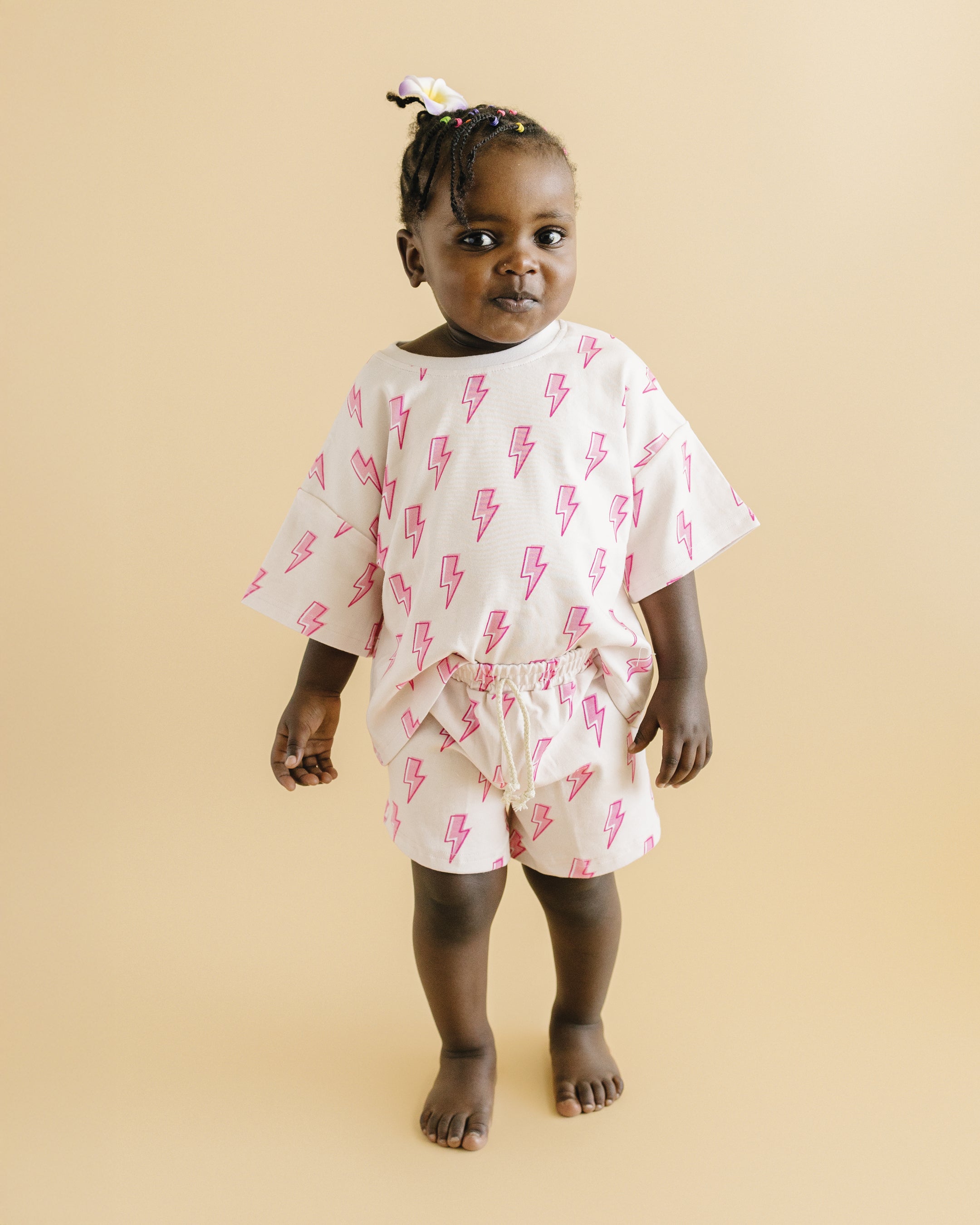 Shorts Set | Pink Bolts LUCKY PANDA KIDS