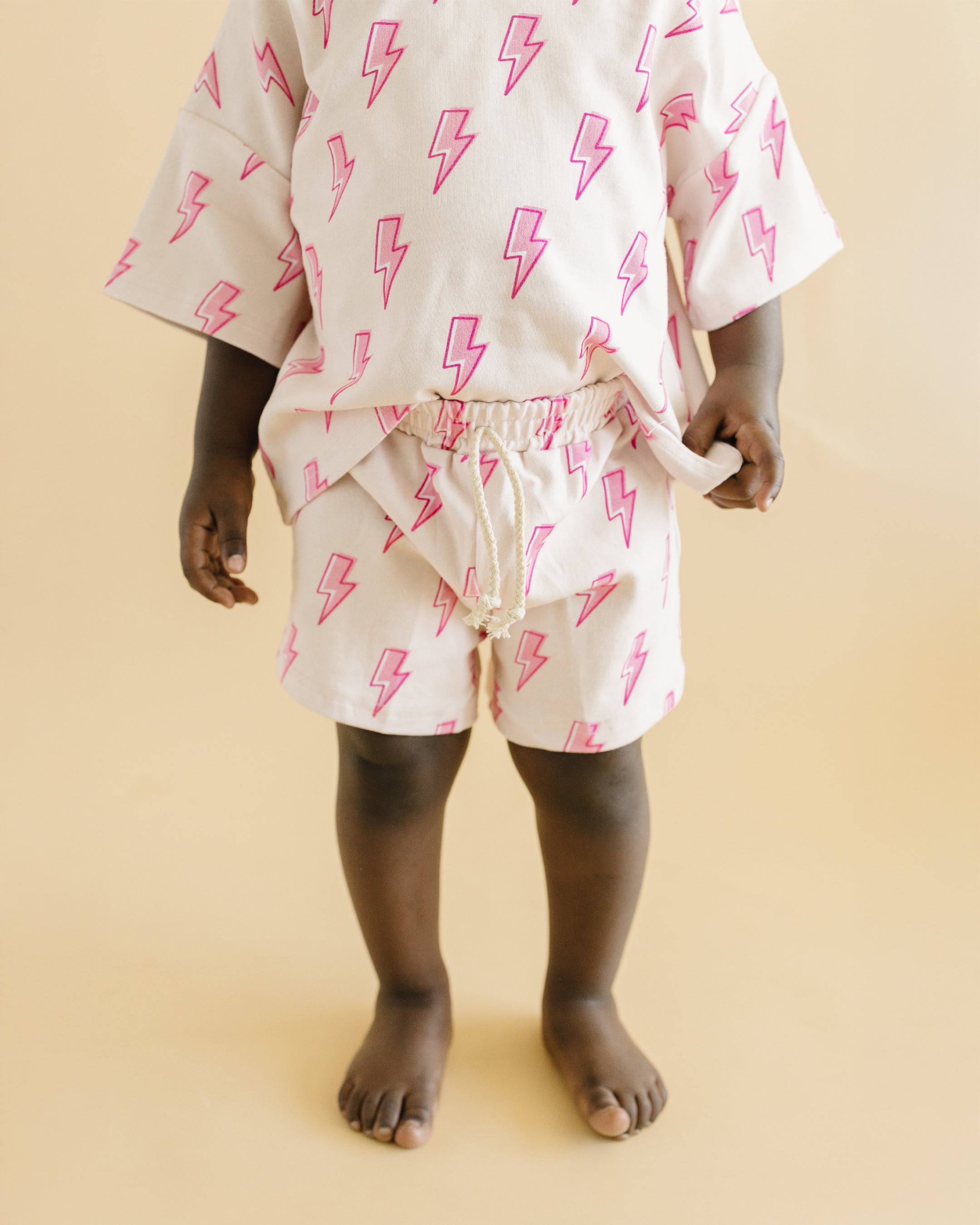 Shorts Set | Pink Bolts LUCKY PANDA KIDS