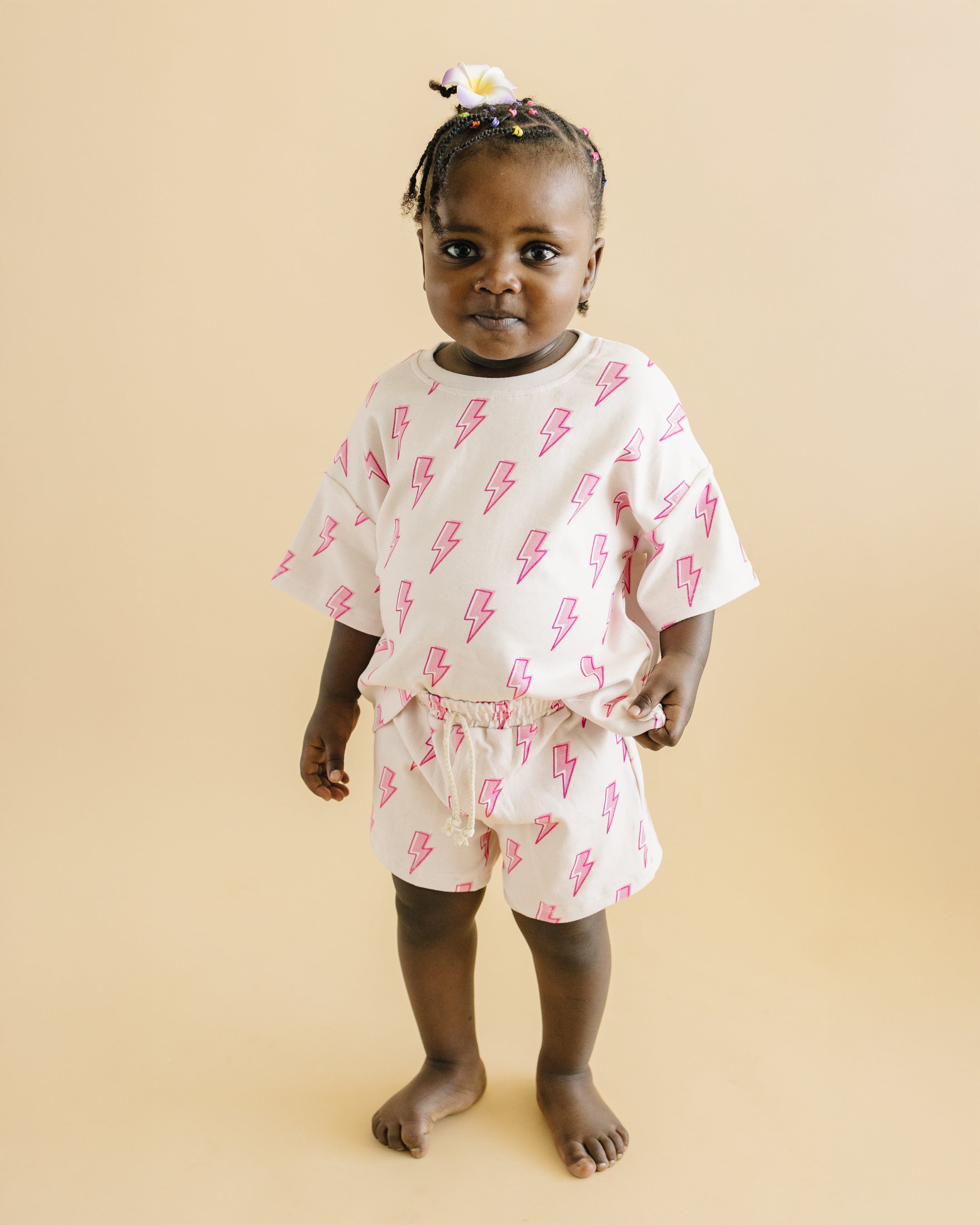 Shorts Set | Pink Bolts LUCKY PANDA KIDS