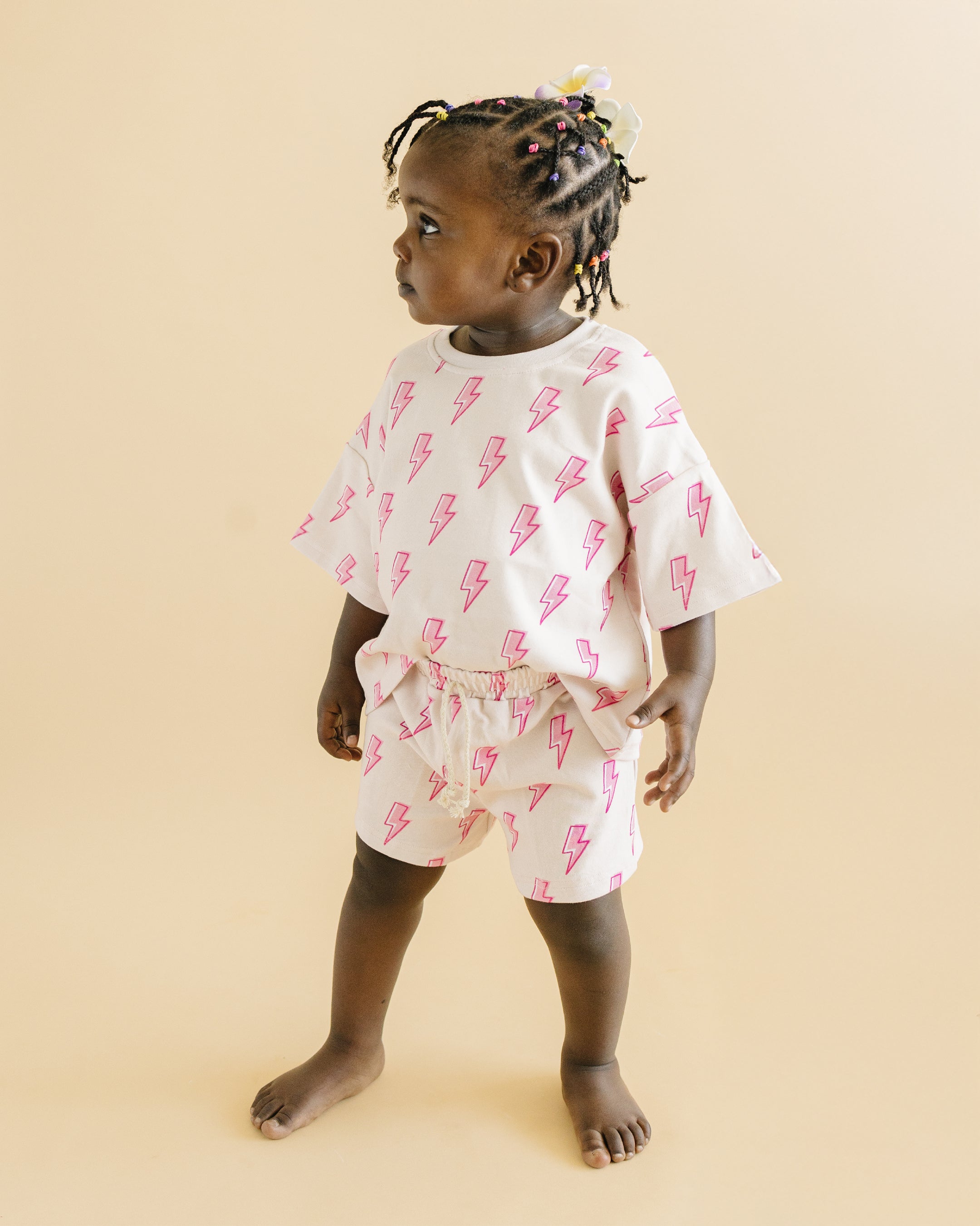 Shorts Set | Pink Bolts LUCKY PANDA KIDS