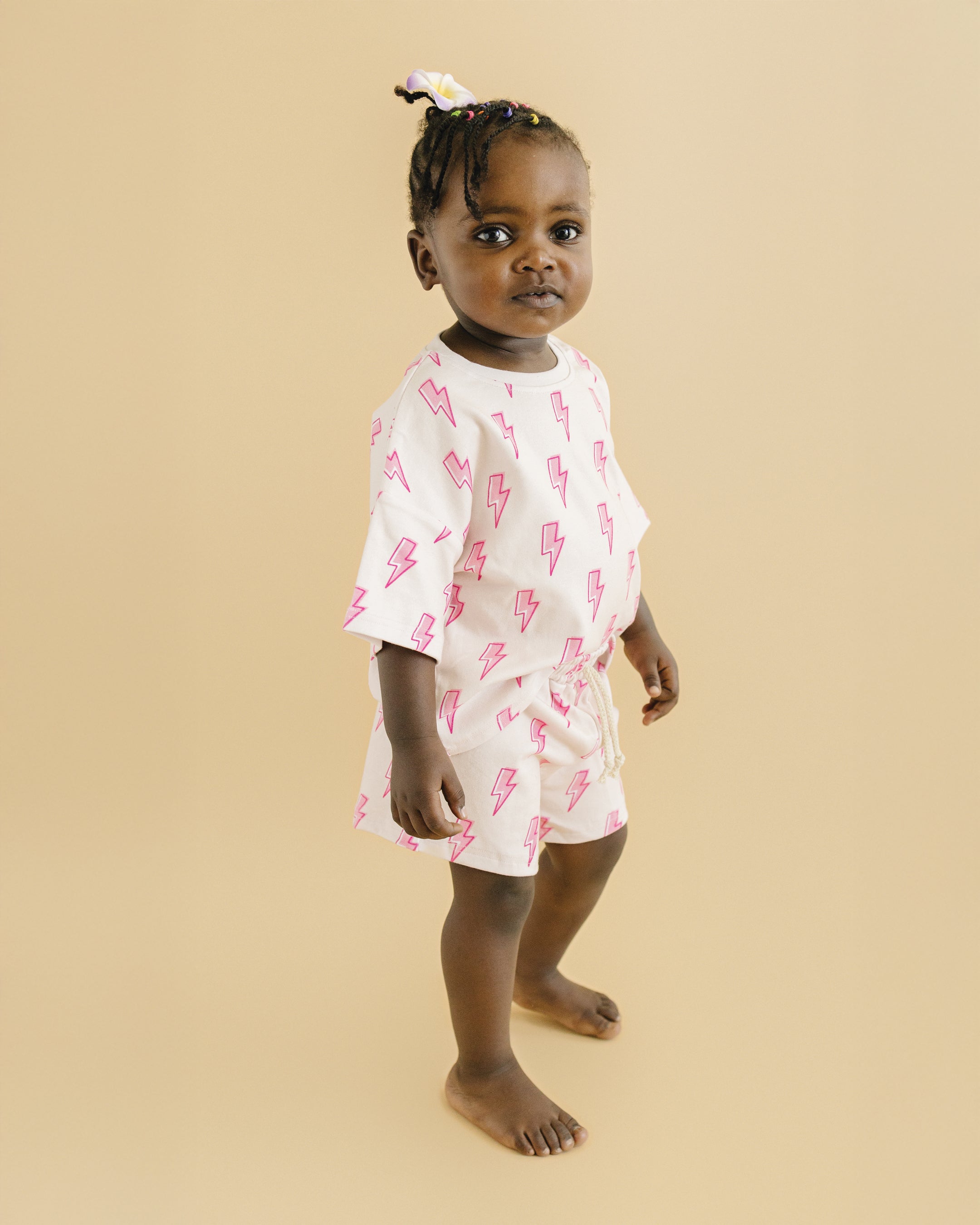 Shorts Set | Pink Bolts LUCKY PANDA KIDS