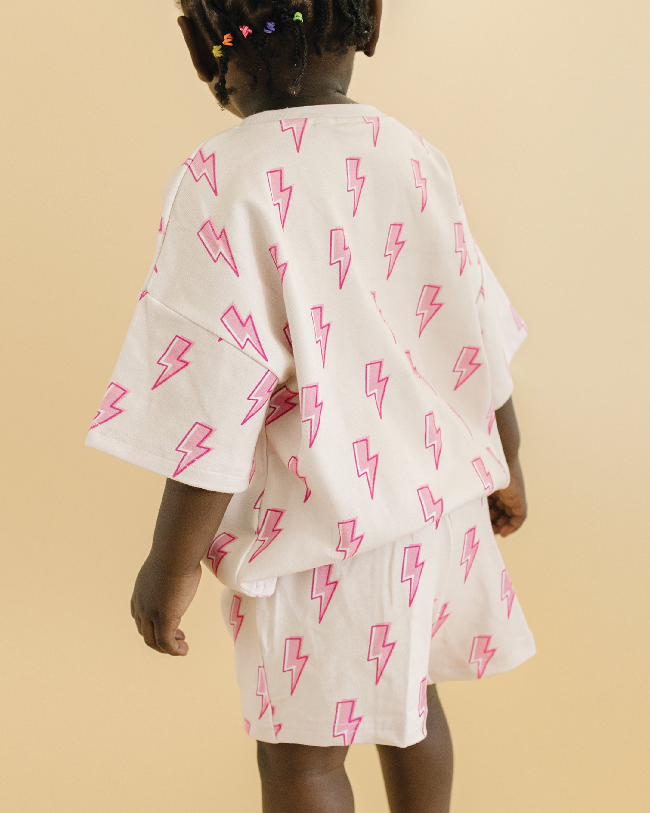 Shorts Set | Pink Bolts LUCKY PANDA KIDS