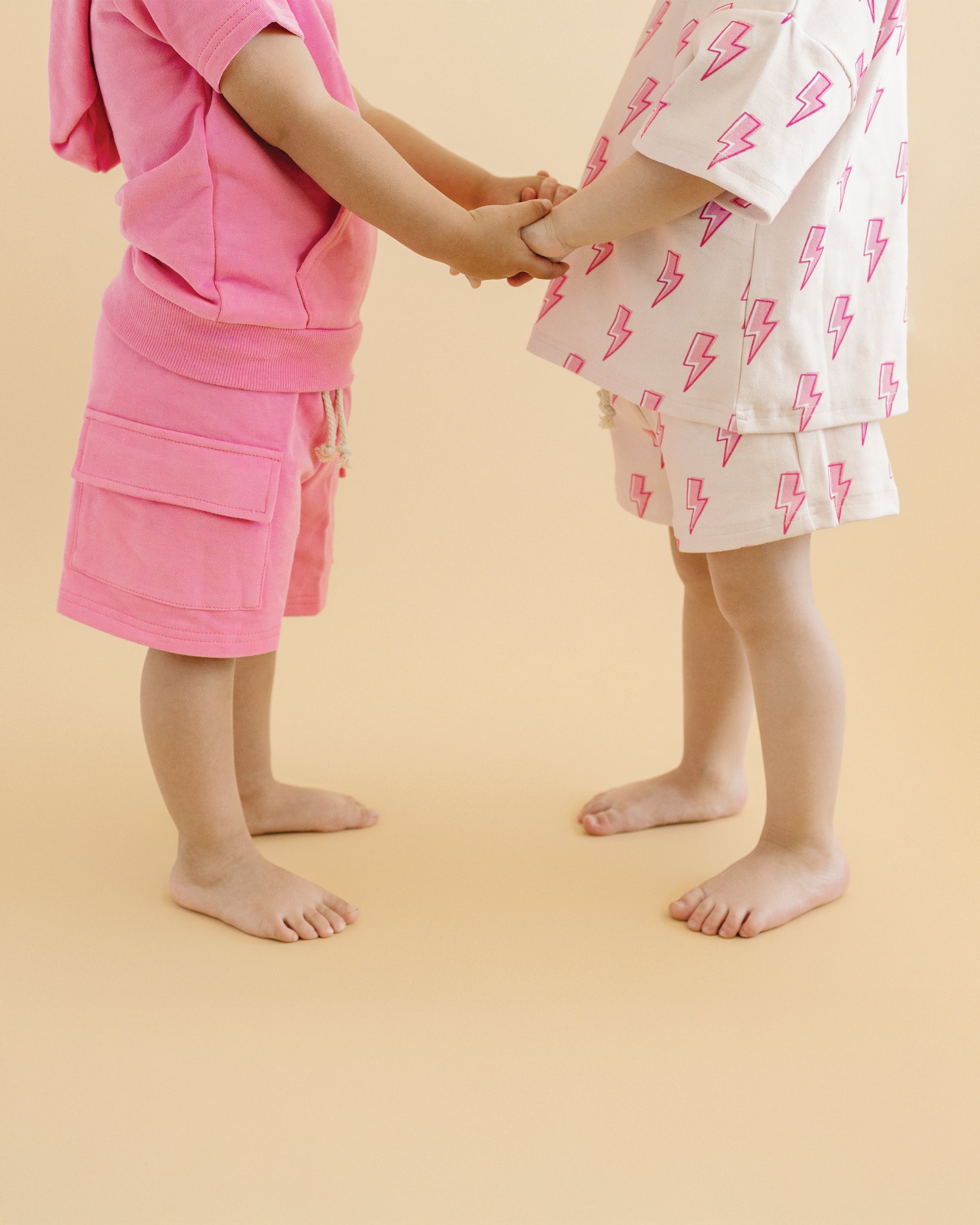 Shorts Set | Pink Bolts LUCKY PANDA KIDS