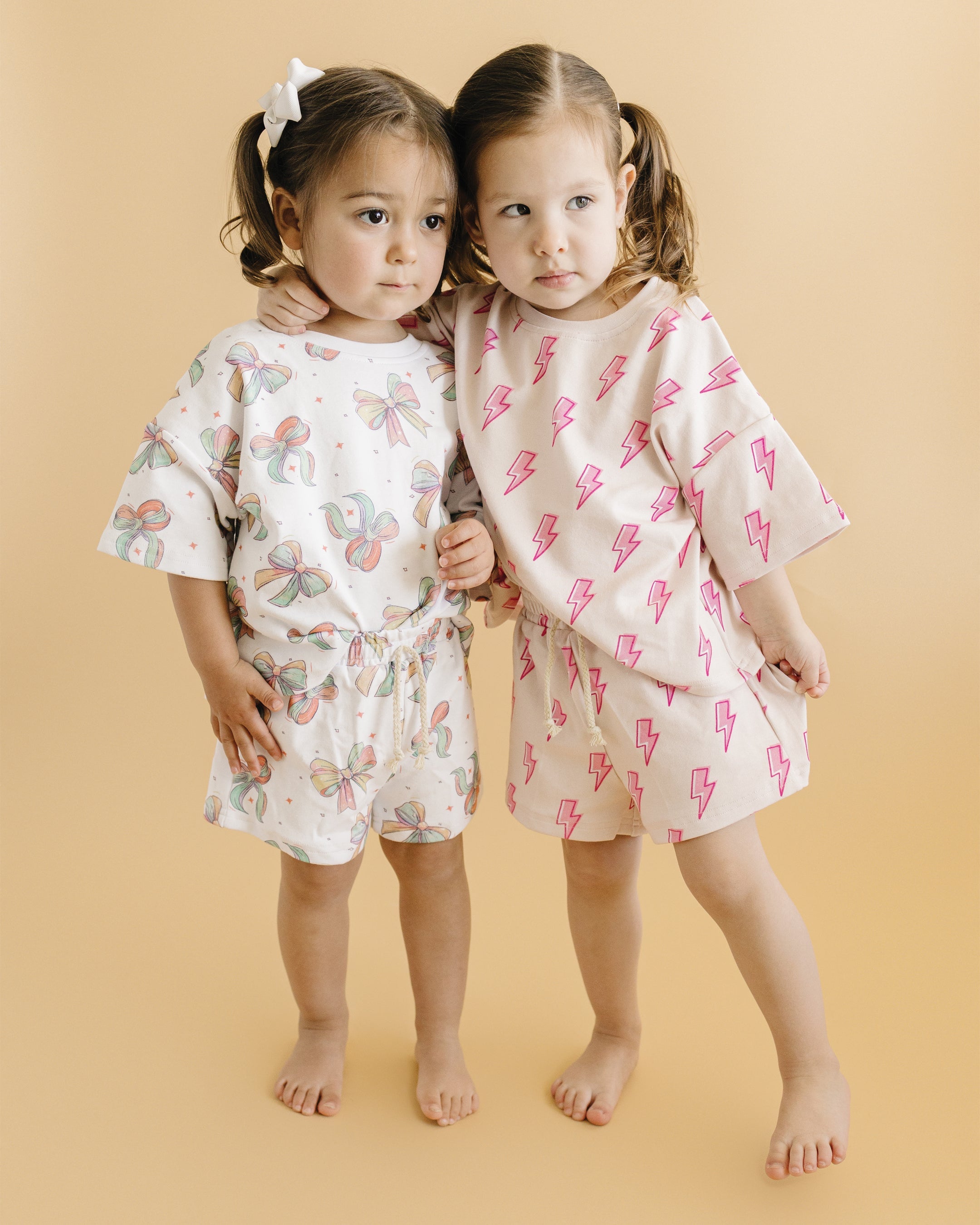 Shorts Set | Pink Bolts LUCKY PANDA KIDS