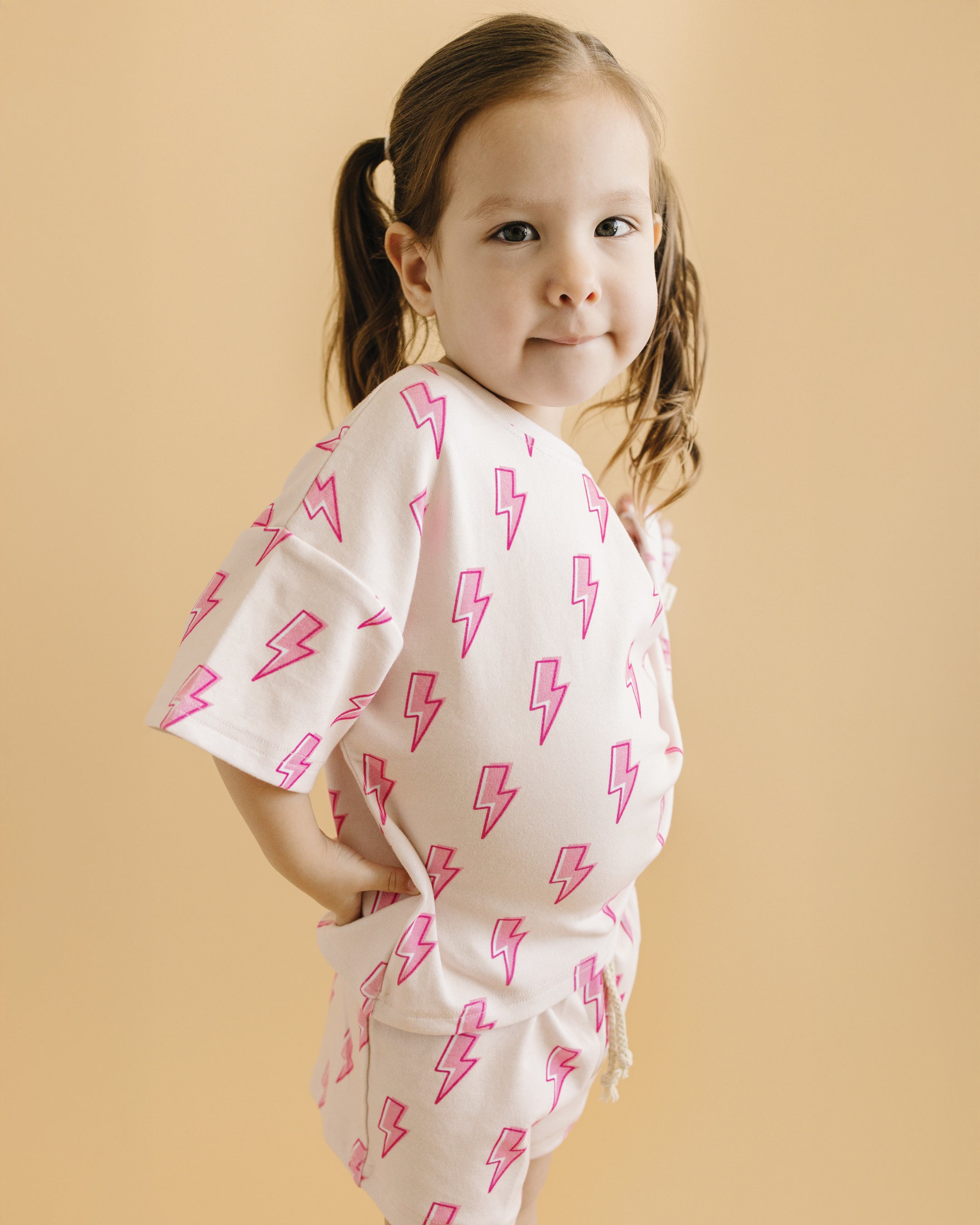 Shorts Set | Pink Bolts LUCKY PANDA KIDS