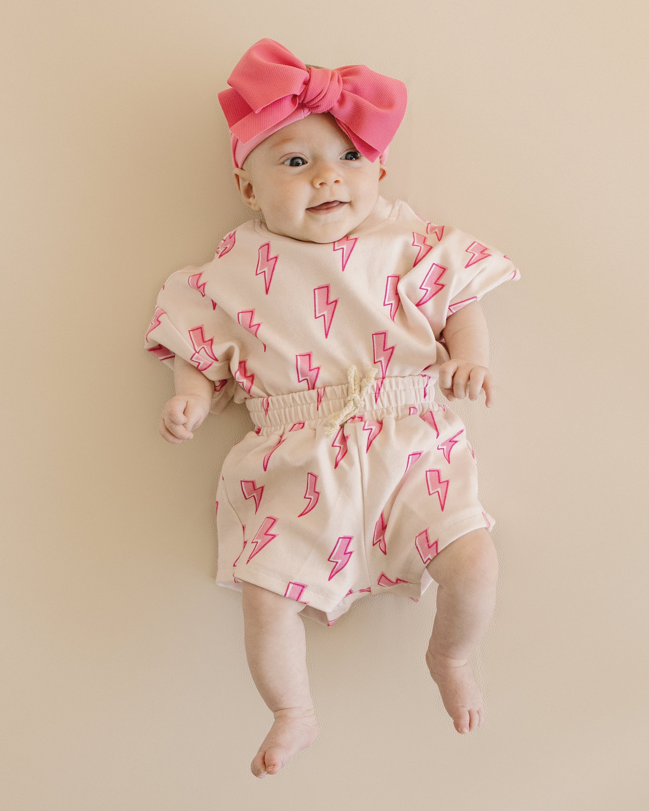 Shorts Set | Pink Bolts LUCKY PANDA KIDS