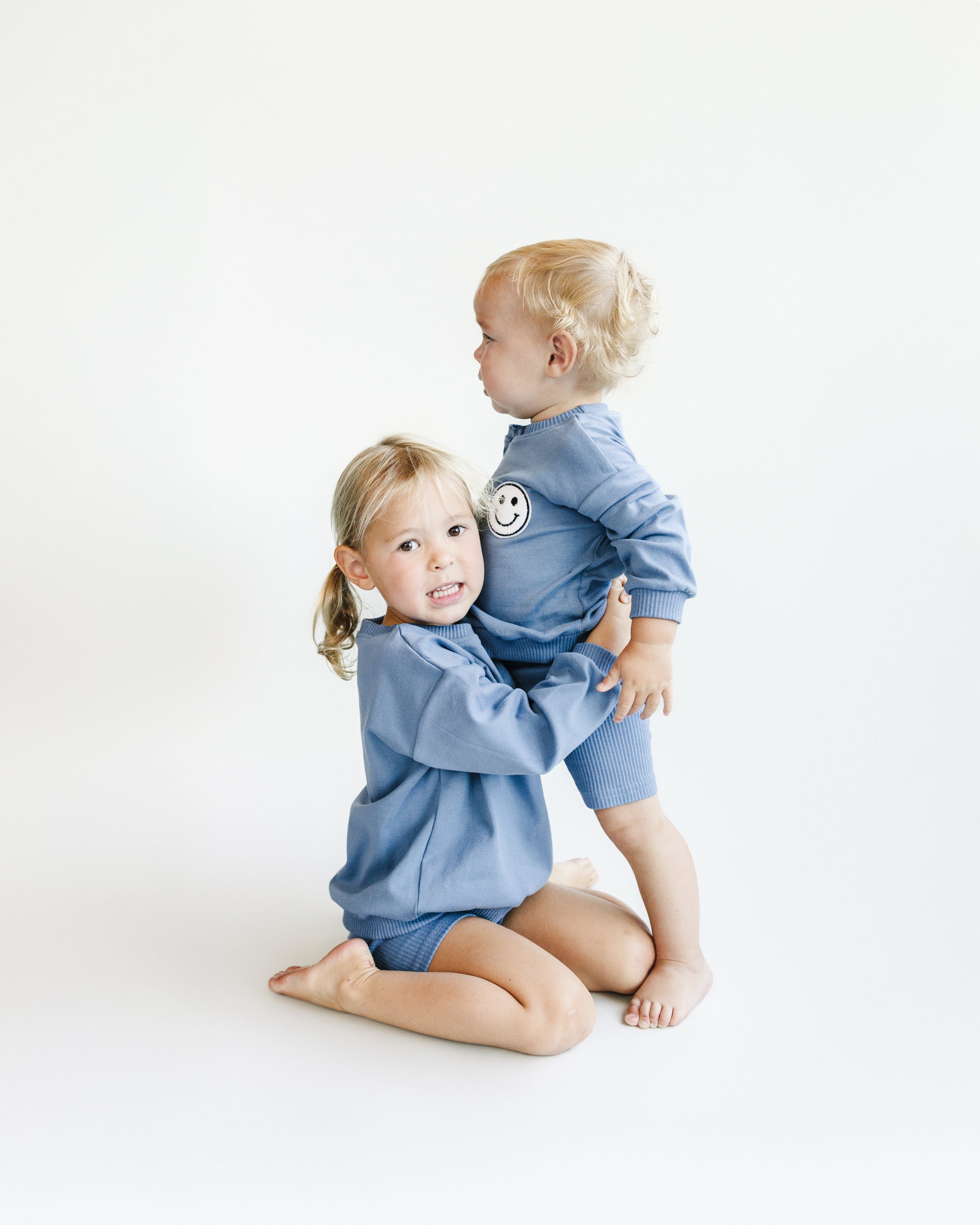 Biker Shorts Set | Blue LUCKY PANDA KIDS