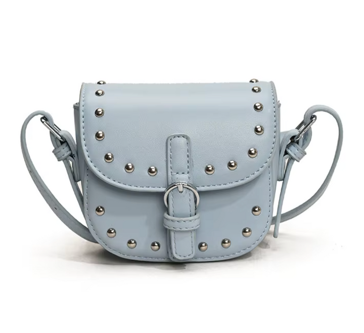 Mini Faux Leather Crossbody Bag – Small Studded Shoulder Purse