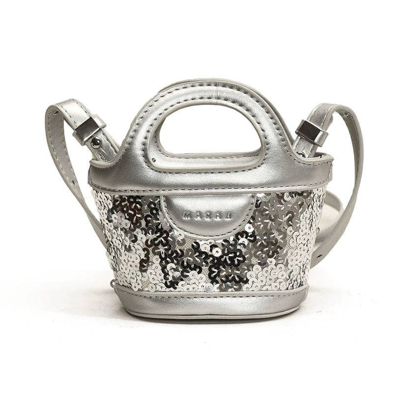 Bag|| Little Trendy Sequins Mini Basket Bag