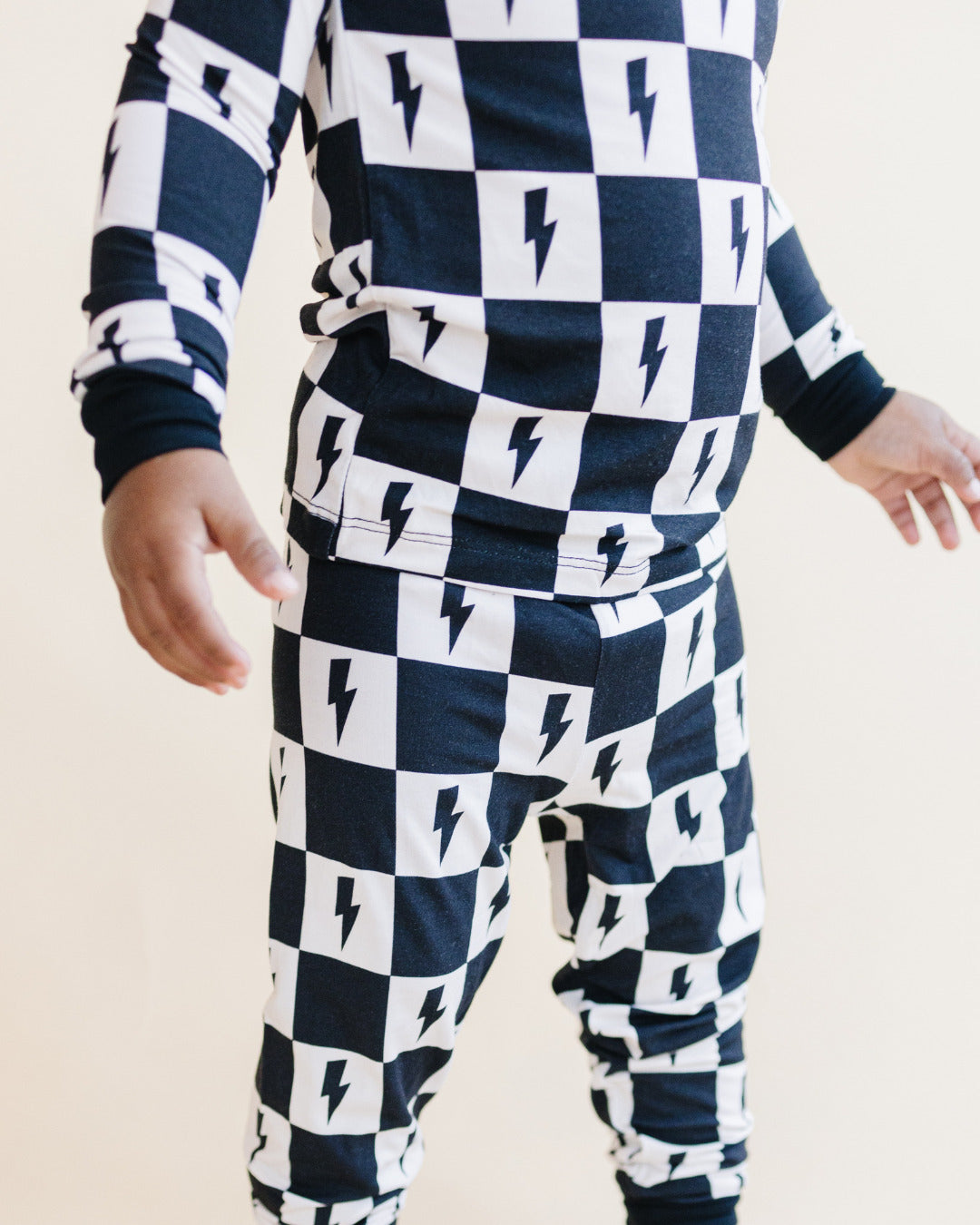 Pajama||Bamboo Two Piece Set Checks & Bolts Lucky Panda