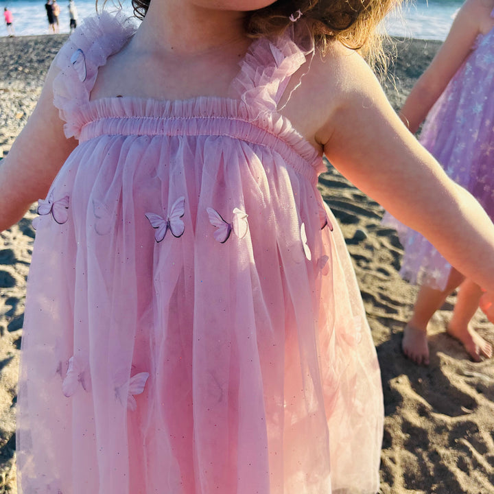Dress || Pink Butterfly Tulle Dress