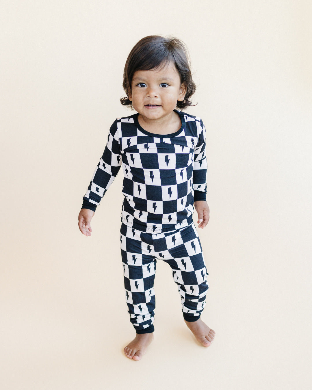 Pajama||Bamboo Two Piece Set Checks & Bolts Lucky Panda