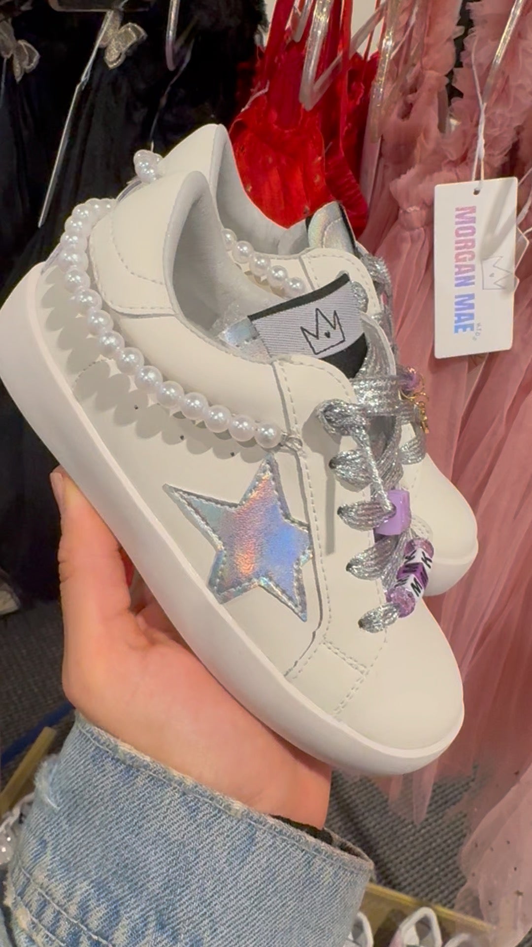 Sneakers- White with Pearls