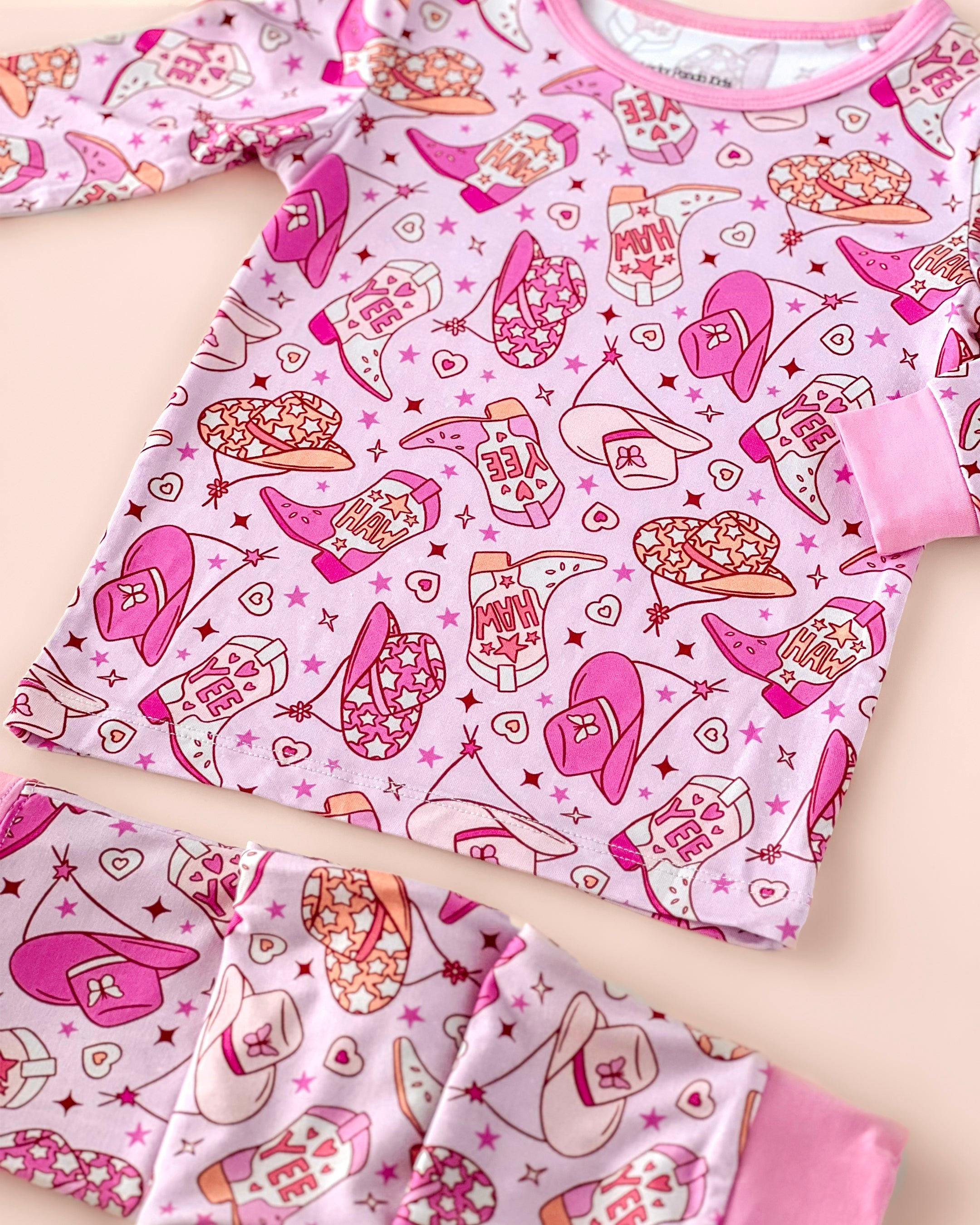 Pajama||Bamboo Two Piece Set Cowgirl Lucky Panda