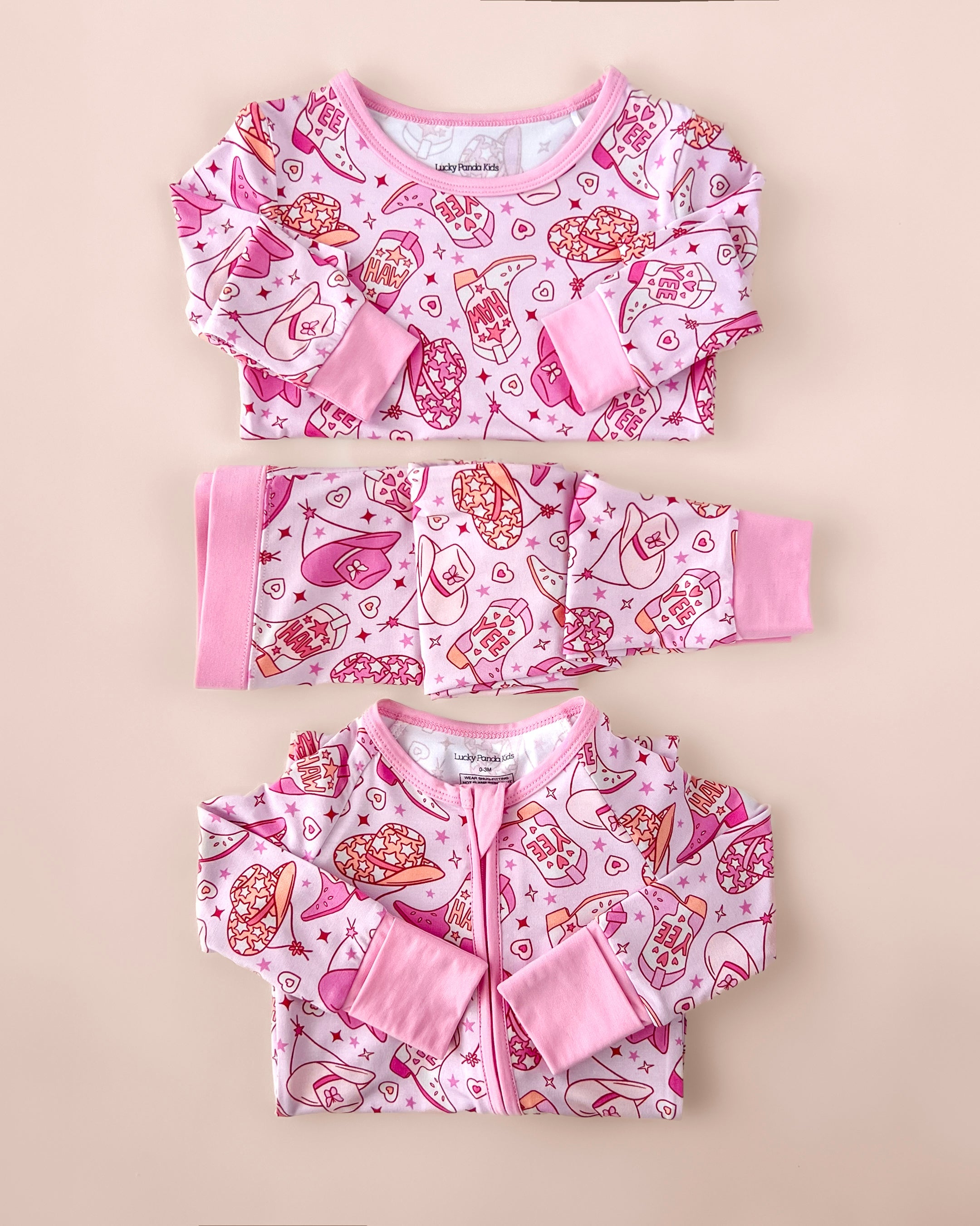 Pajama||Bamboo Two Piece Set Cowgirl Lucky Panda