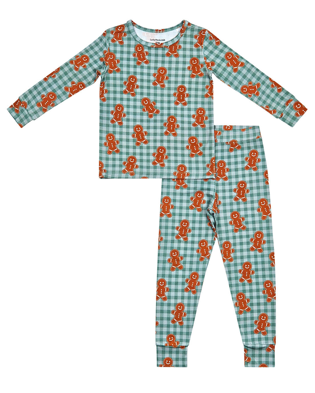 Bamboo Two Piece Set | Gingerbread Gingham Lucky Panda Kids