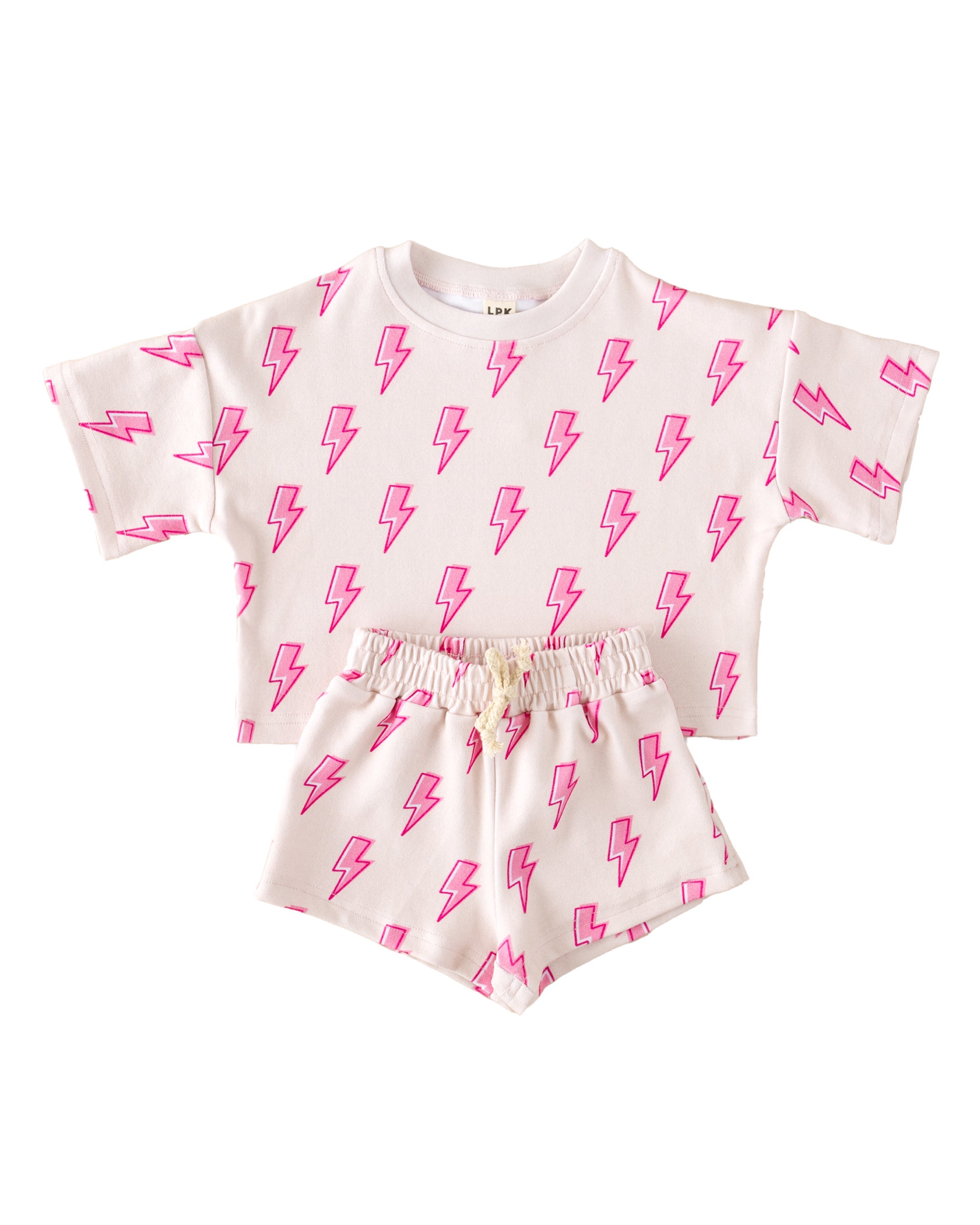 Shorts Set | Pink Bolts LUCKY PANDA KIDS