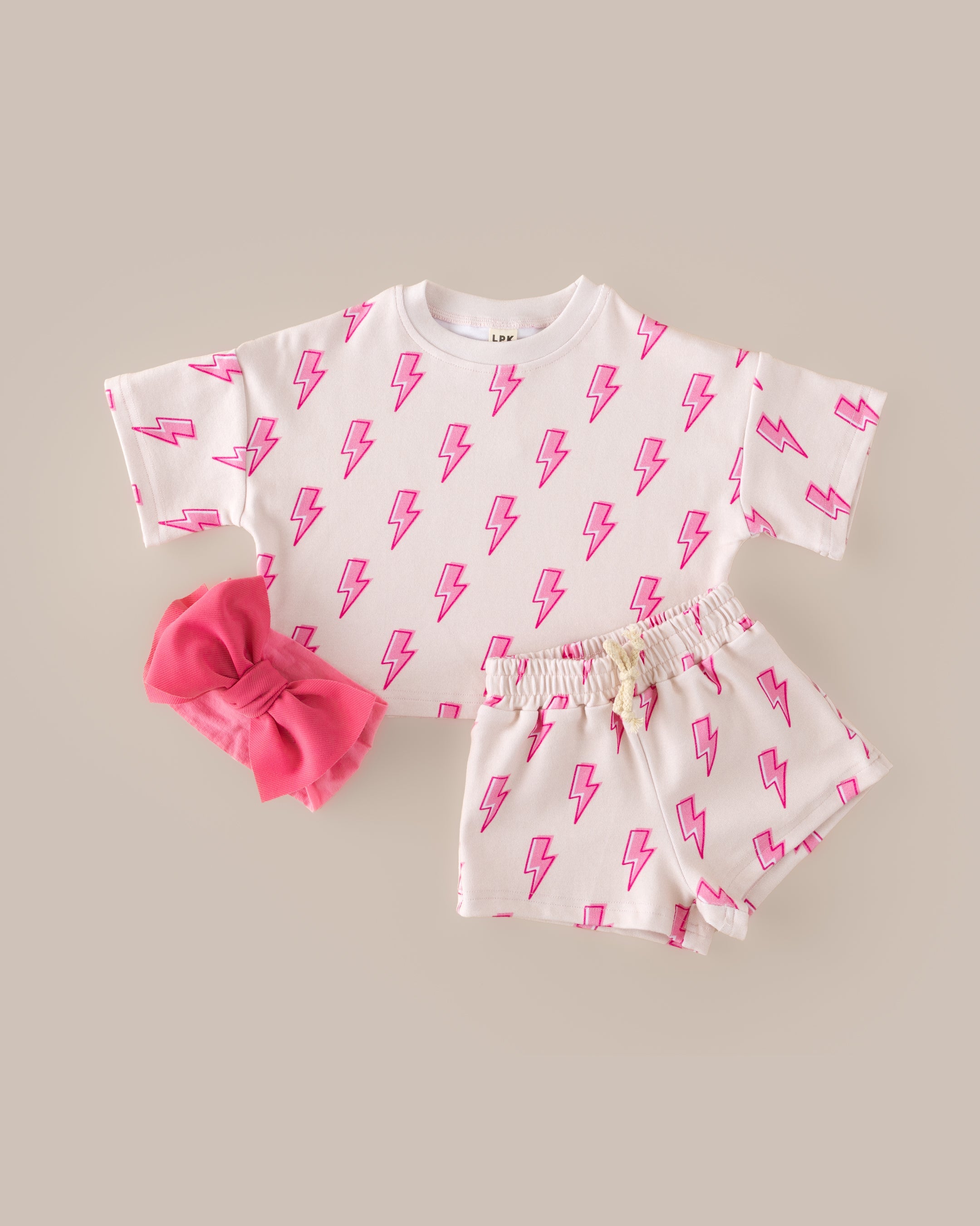 Shorts Set | Pink Bolts LUCKY PANDA KIDS