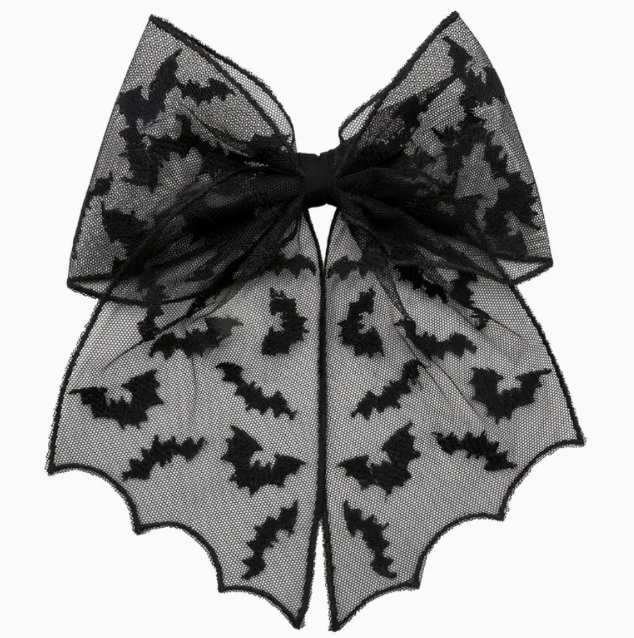 Halloween Black Bow with Bats – Spooky & Stylish! 🦇