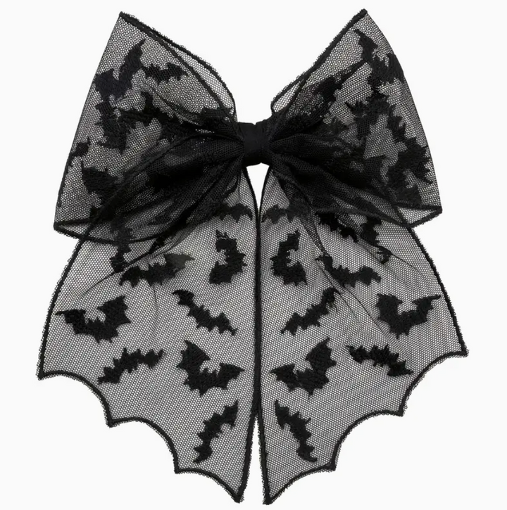 Halloween Black Bow with Bats – Spooky & Stylish! 🦇
