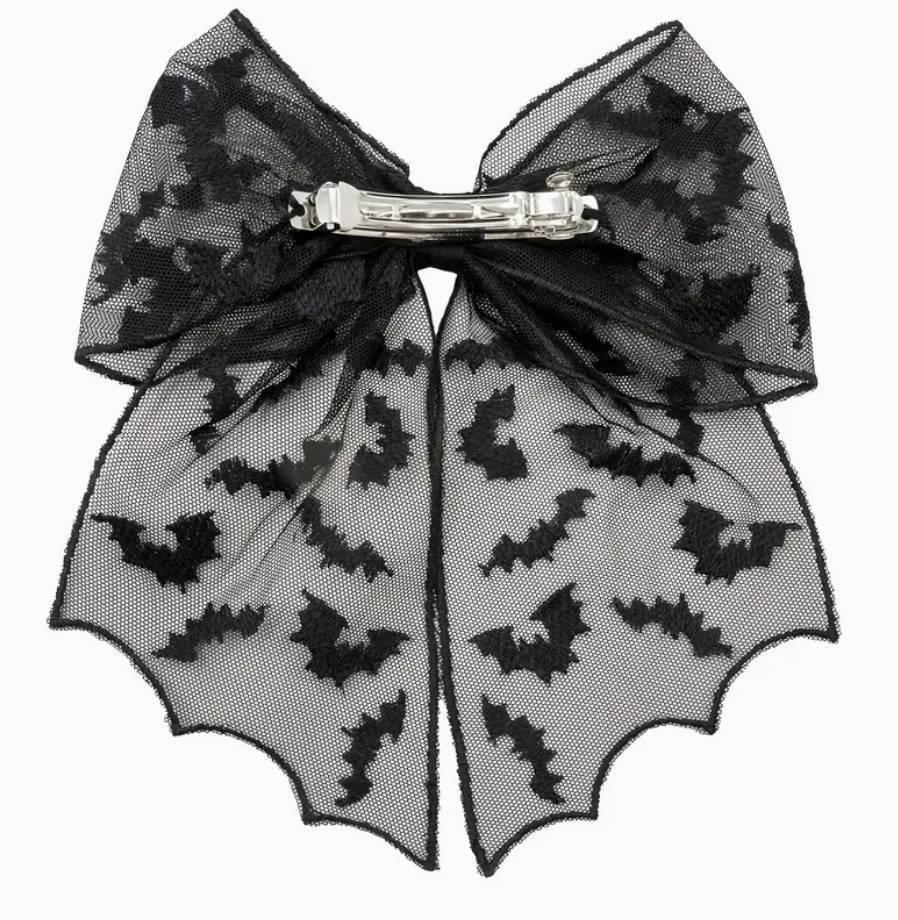 Halloween Black Bow with Bats – Spooky & Stylish! 🦇