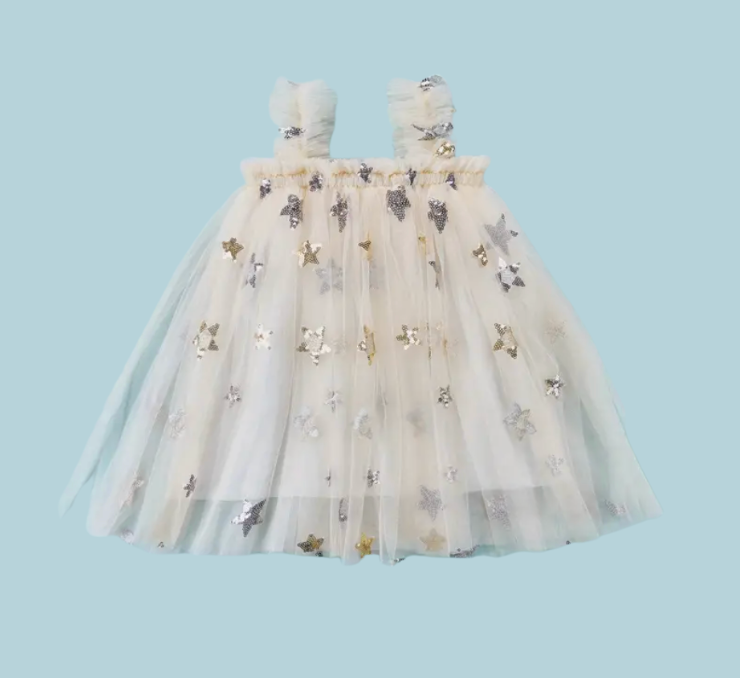 Morgan Mae Metallic Star Dress in Gold & Silver