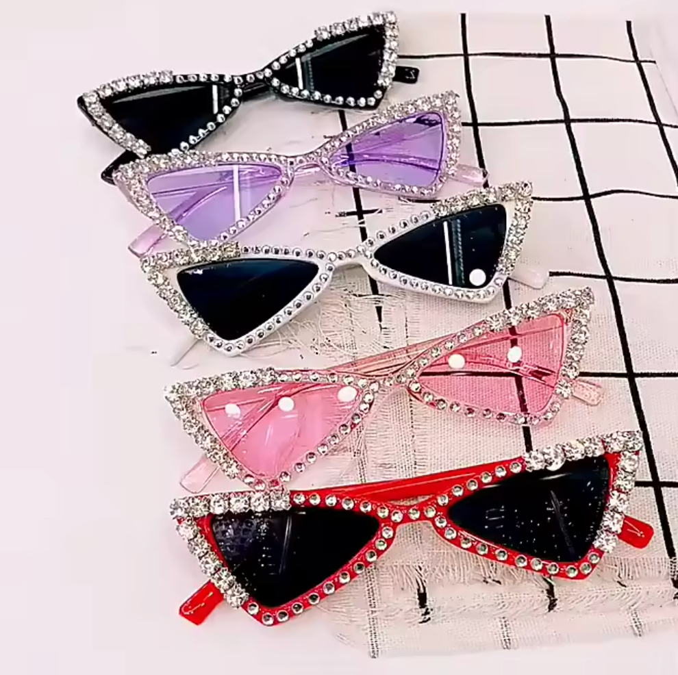 Kids Cat-Eye Rhinestone Bling Sunglasses