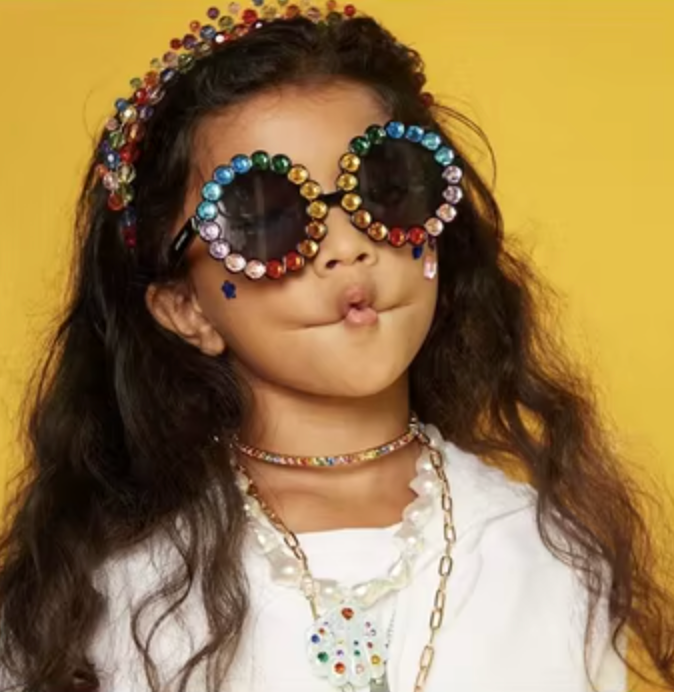 Round Rainbow Rhinestone Sunglasses