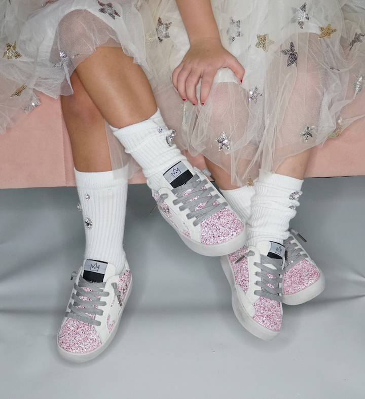 Glitter Star Sneakers in Pink