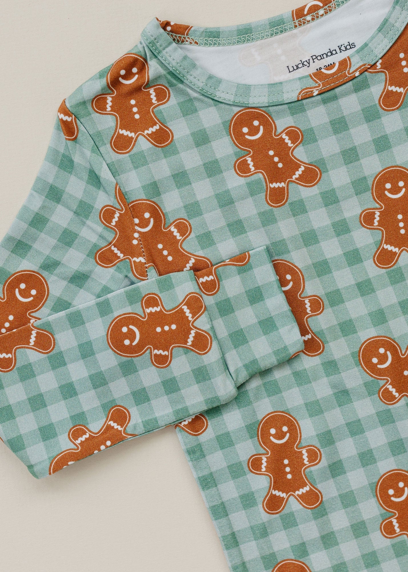 Bamboo Two Piece Set | Gingerbread Gingham Lucky Panda Kids