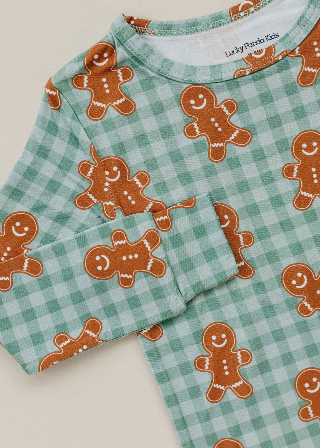Bamboo Two Piece Set | Gingerbread Gingham Lucky Panda Kids