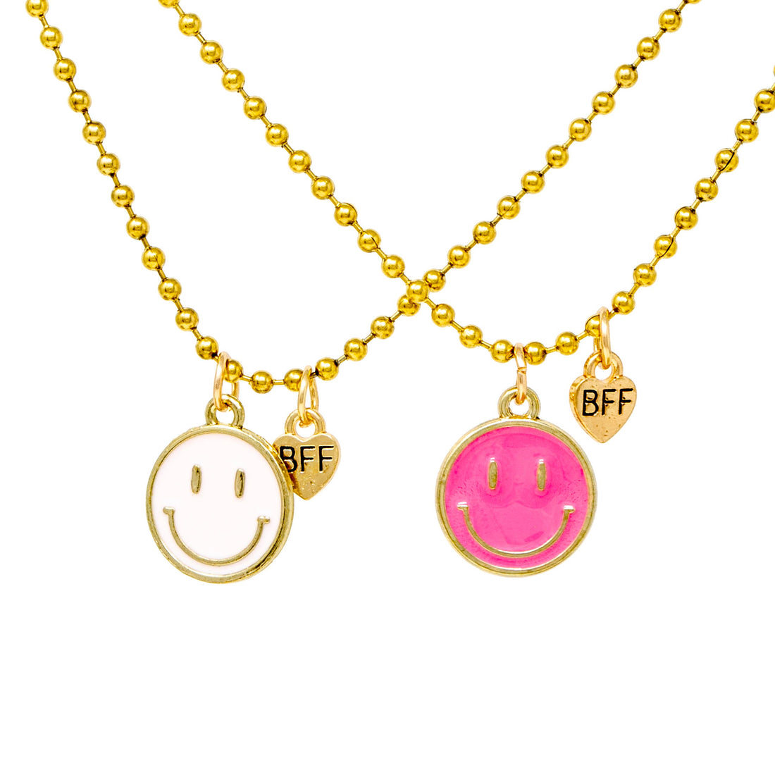 BFF Smiley Face Necklace Set